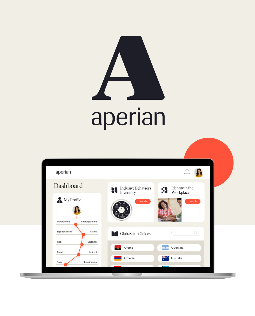 Aperian logo and software product view in a laptop