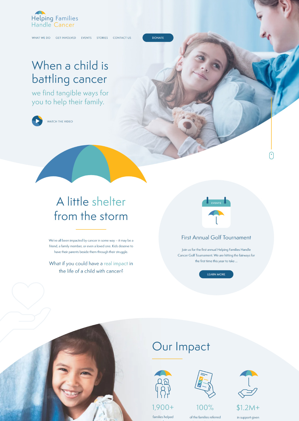 Helping Families Handle Cancer - Desktop view of the new website True Market developed